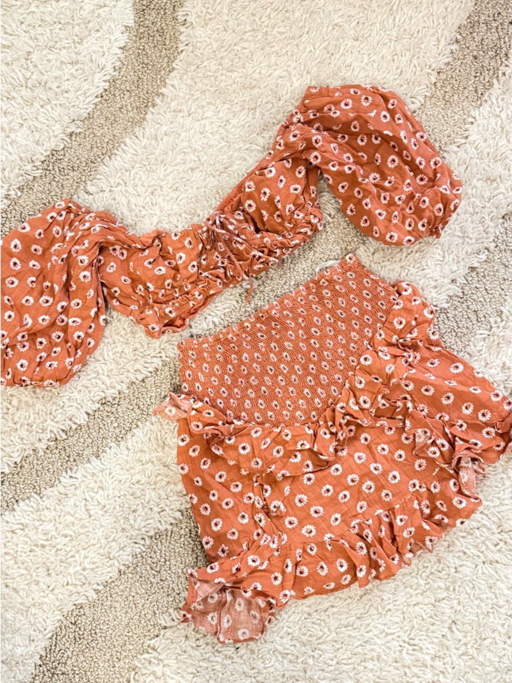 Sabo Skirt Rust Floral Mini Skirt Set